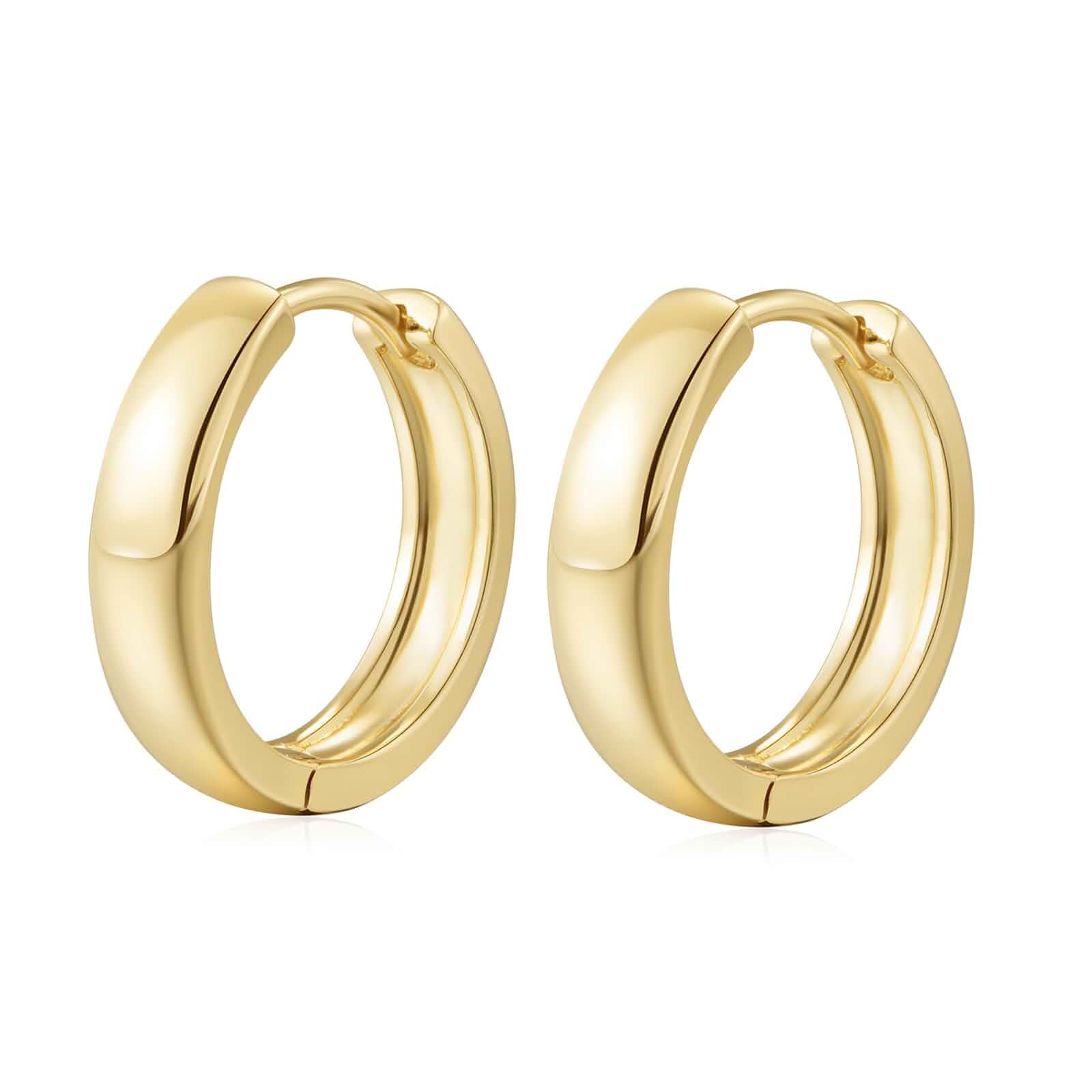 14k Gold Plated Hoop Earrings for Women - Hypoallergenic Huggie Earrings, Dainty Minimalist Small Gold Hoops, Tarnish Resistant Classic Circle Jewelry