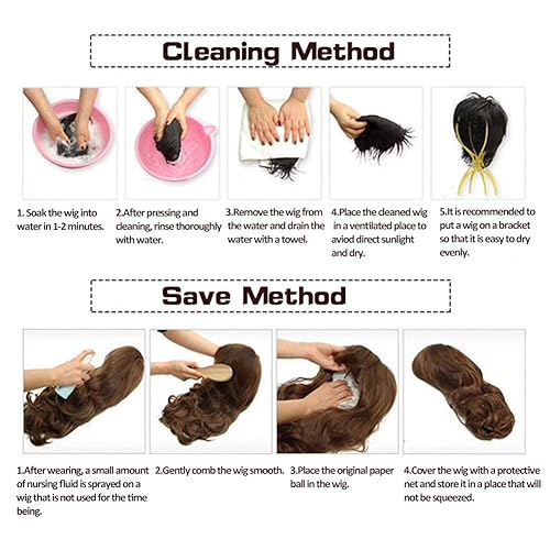 Miniatura 10 de Baruisi Peluca corta de cabello natural en capas de color marrón peluca sintética de Halloween para hombre