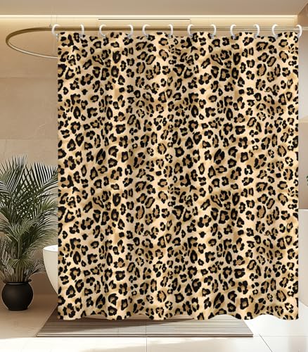 MAMUSE Shower Curtain for Bathroom - Cute Aesthetic Decorative Modern Girly Unique Girls Design Pretty Women Waterproof Fabric Cloth Cortinas de Bao Bathtub 72 x 72 Inch Leopard Print