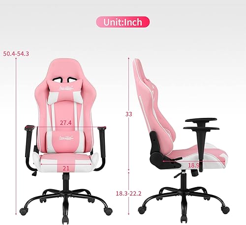 Miniatura 3 de Silla de oficina para videojuegos, silla de escritorio con soporte lumbar, reposacabezas y apoyabrazos, giratoria, ergonómica, para deportes