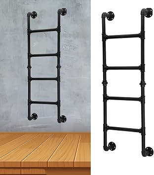 Ladder Attic Bunk Bed Ladder 3.93-5.41ft Iron Metal Fire Ladder, for Dorm,Library, Warehouse, Deck120cm/3.93ft