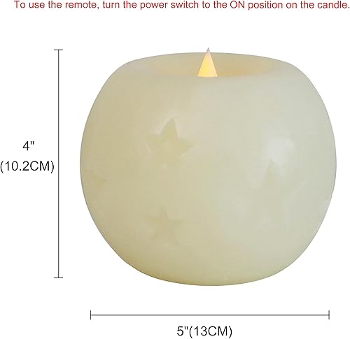 Miniatura 6 de CVHOMEDECO. Moon Sphere - Vela LED de cera bailarina, funciona con pilas, vela LED sin llama con temporizador y control remoto (5 pulgadas de