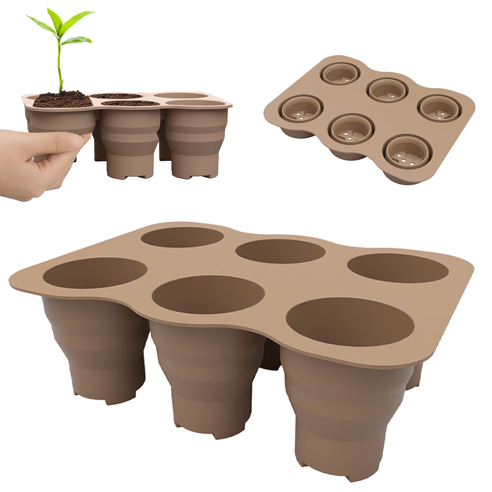 KAHEIGN 6 Plateaux Semis Silicone - 72 Cellules, Couvercle Surélevé, Évents Réglables, Pour Germination Graines