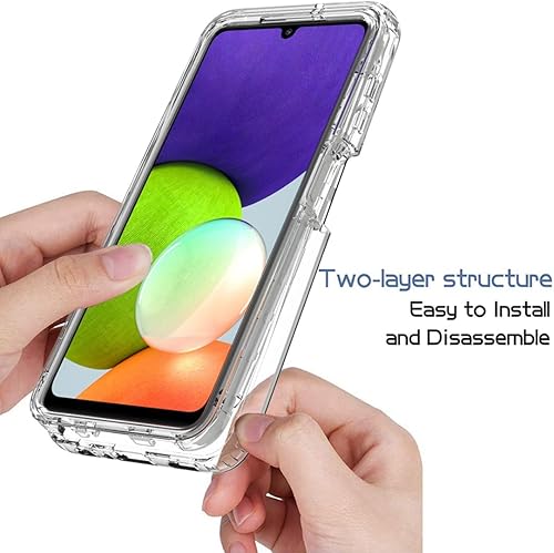 Miniatura 4 de Funda para Galaxy A22 4GM32 4G SM-A225F con protector de pantalla de vidrio templado, carcasa protectora de cuerpo completo transparente de