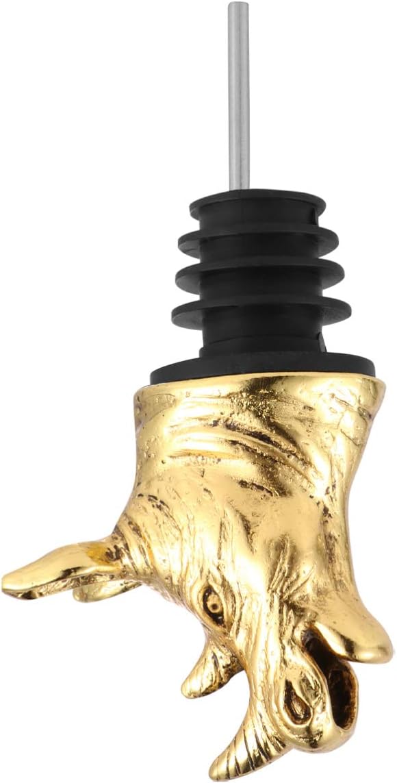 Cabilock Animal Wine Pourer Aerator Rhino Head Wine Bottle Stopper Professional Liquor Spout For Wine Accessories Diffuser (Golden)