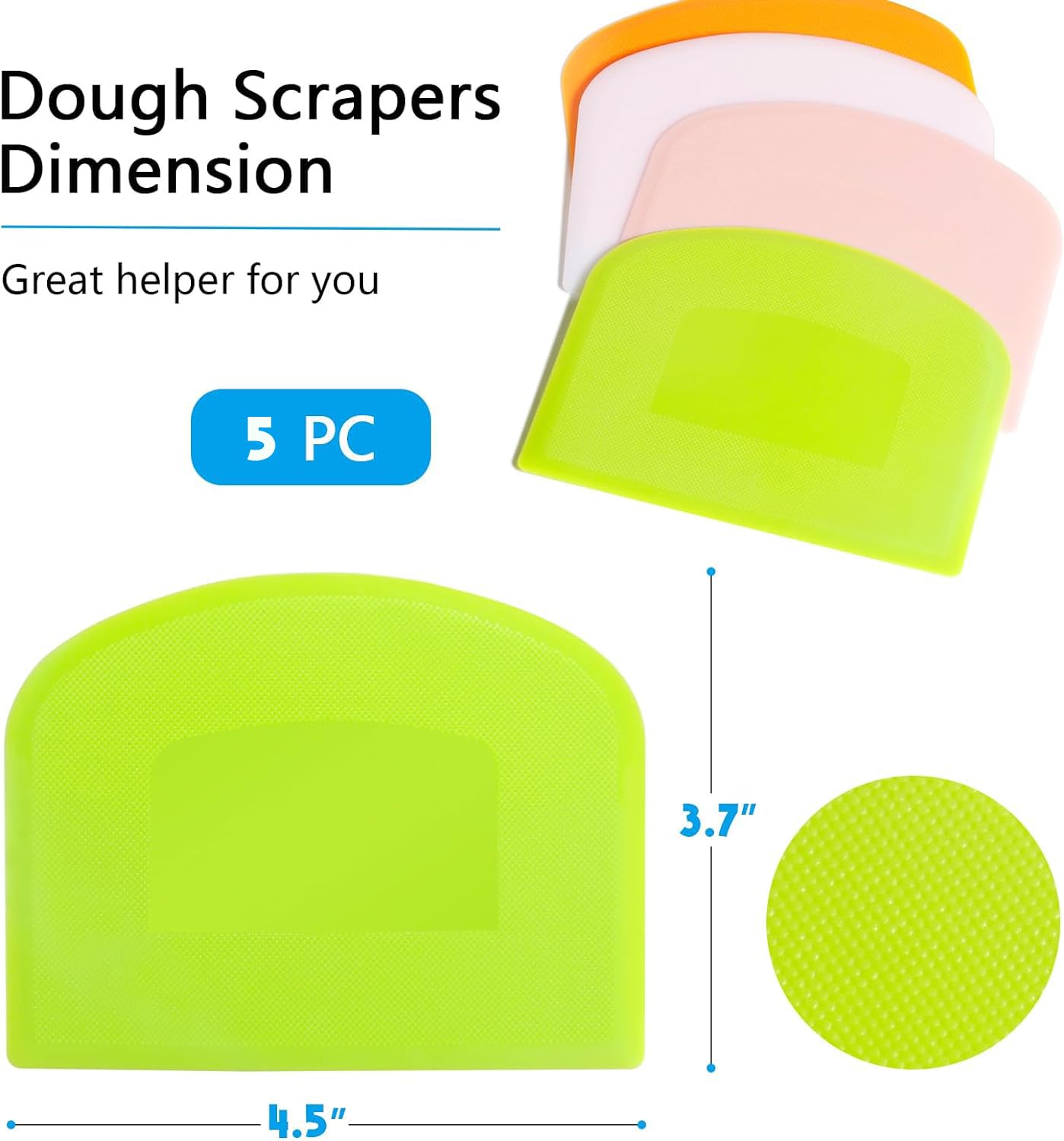 Dough Scraper Set - 5 Flexible Plastic Tools -5