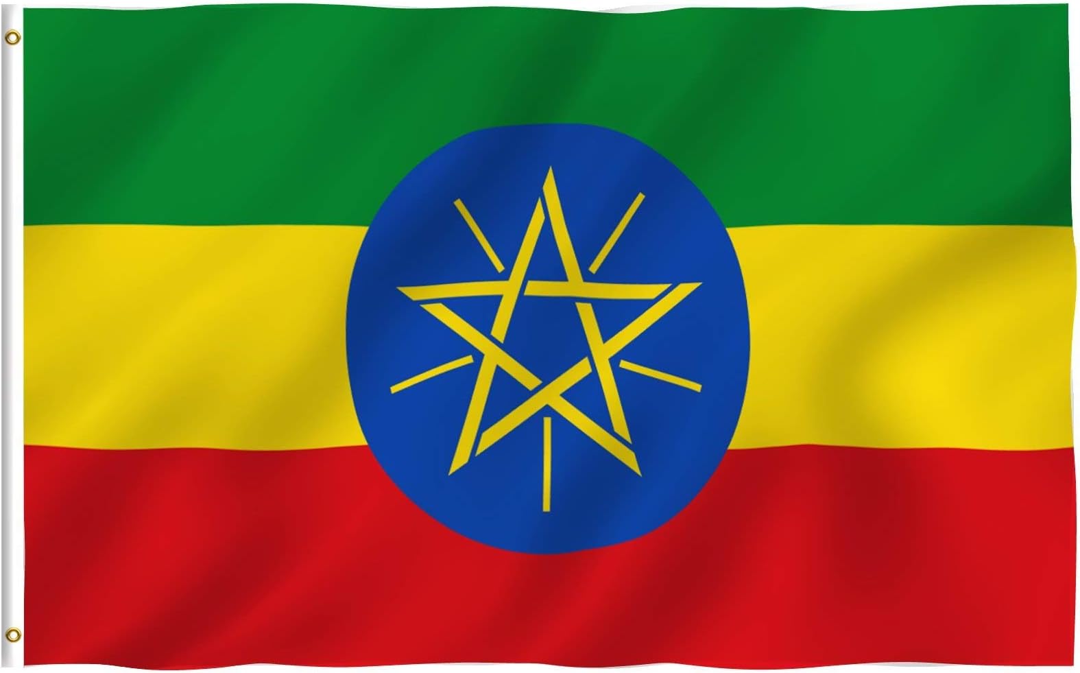 ANLEY Fly Breeze 3x5 Foot Ethiopia Flag - Vivid Color and UV Fade Resistant - Canvas Header and Double Stitched - Ethiopian National Flags Polyester with Brass Grommets 3 X 5 Ft