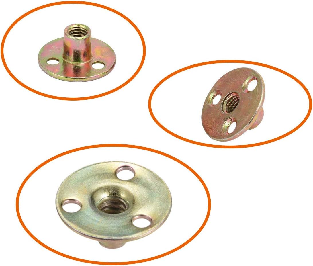 Socell 3/8"-16 Brad Hole Tee Nut Carbon Steel Round Base Screw-in T-Nuts Furniture Hardware Flange Insert Female Thread T-Nut 3/8"-16（12pcs）