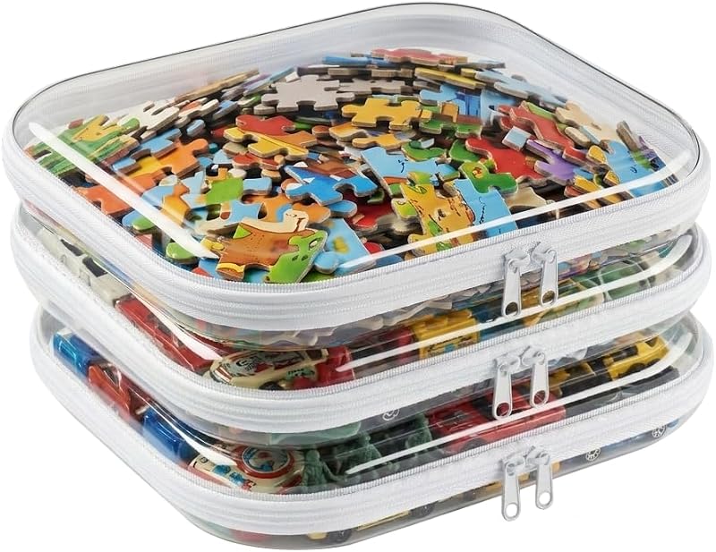 WELPIRT Kit com 3 Necessaires Organizadoras Transparentes de Plástico Rígido com Zíper, 1,3 mm