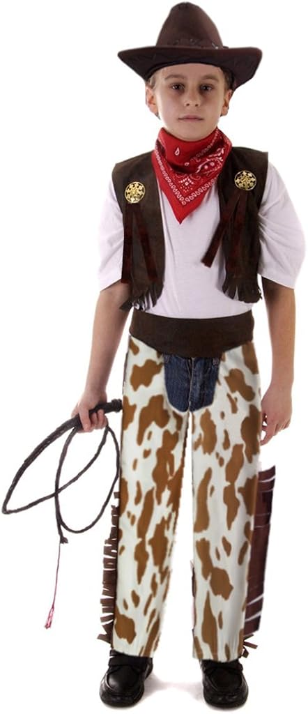 LMYOVE Cowboy Costume for Kids,Boys Halloween Party Dress Up,Role Play and Cosplay Set Birthday Western Chaps Outfit 2-10Y
