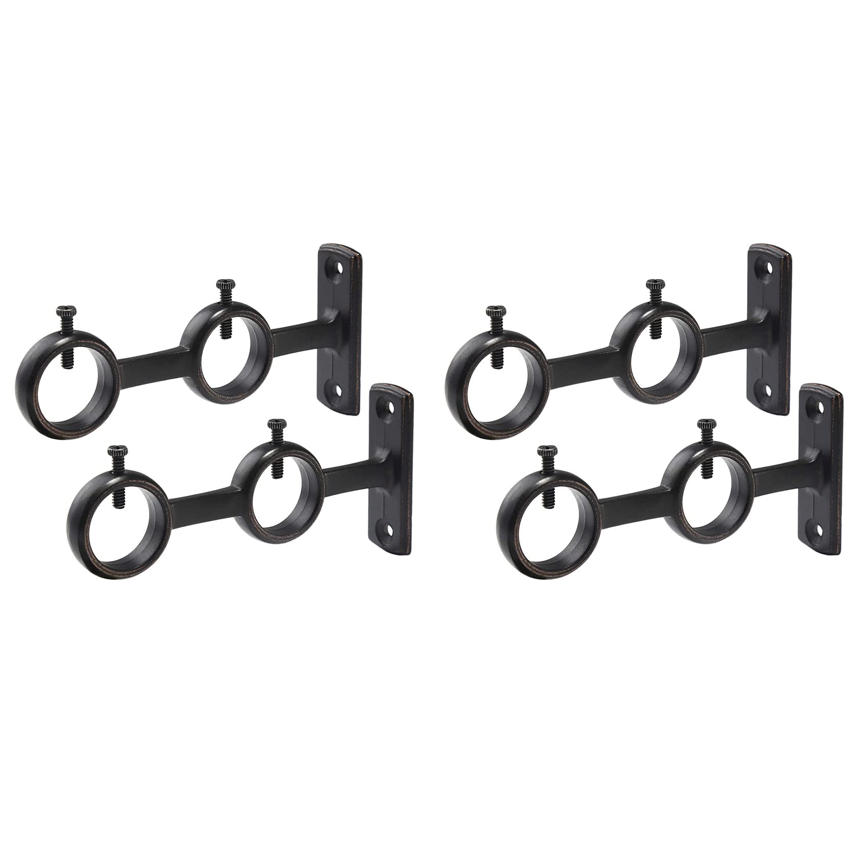 Hndhbfgrt Black Curtain Rod Bracket, 4Pcs Double Curtain Rod Holder, Double Rod Brackets Hooks For Living Room Bedroom Curtain Rods