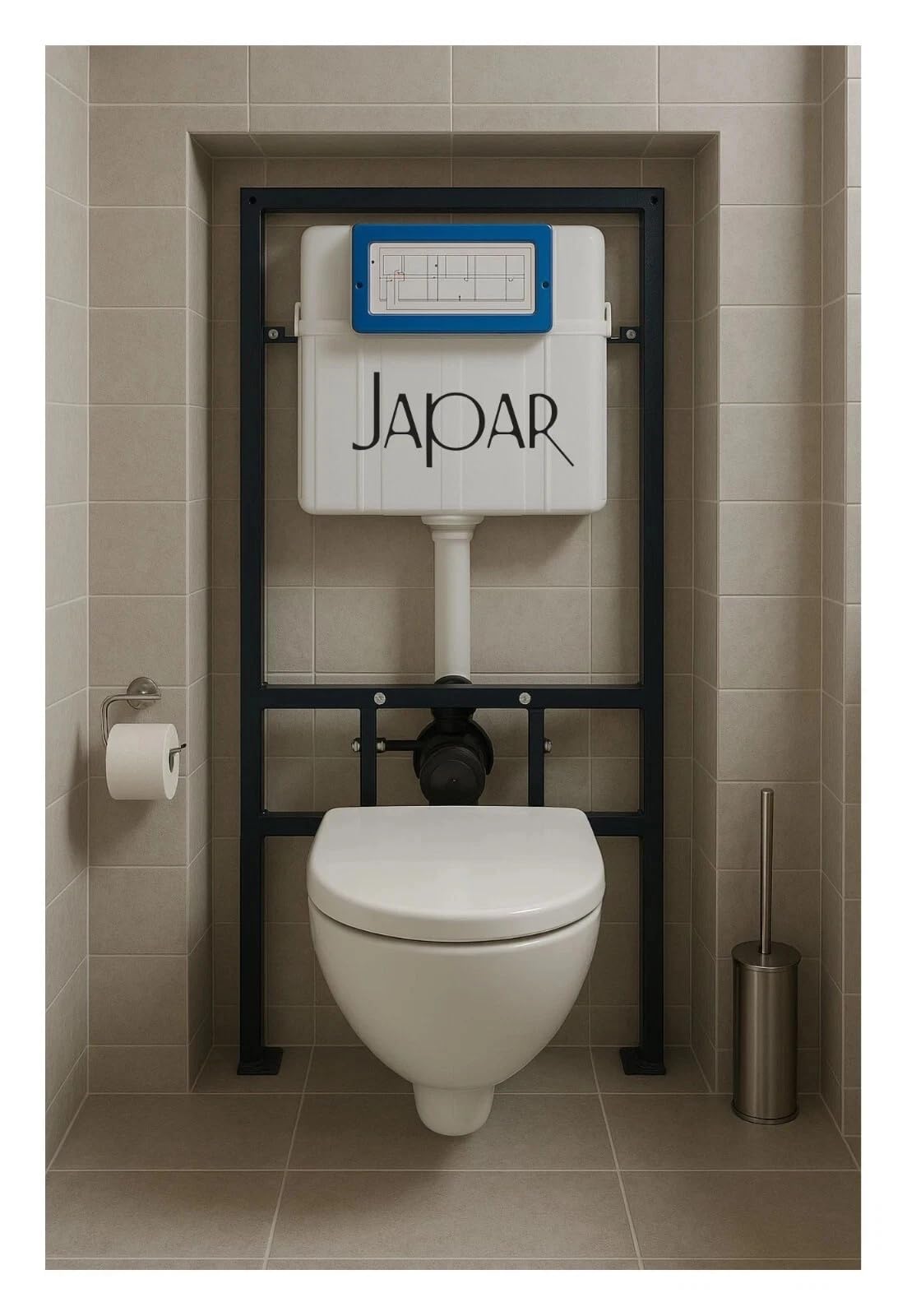 JAPAR Promicro Unterputz Spülkasten Komplettset mit Betätigungsplatte Weiß – Vorwandelement für Wand WC – Unterputzspülkasten austauschbar, 2-Mengen Spülung, leise & platzsparend