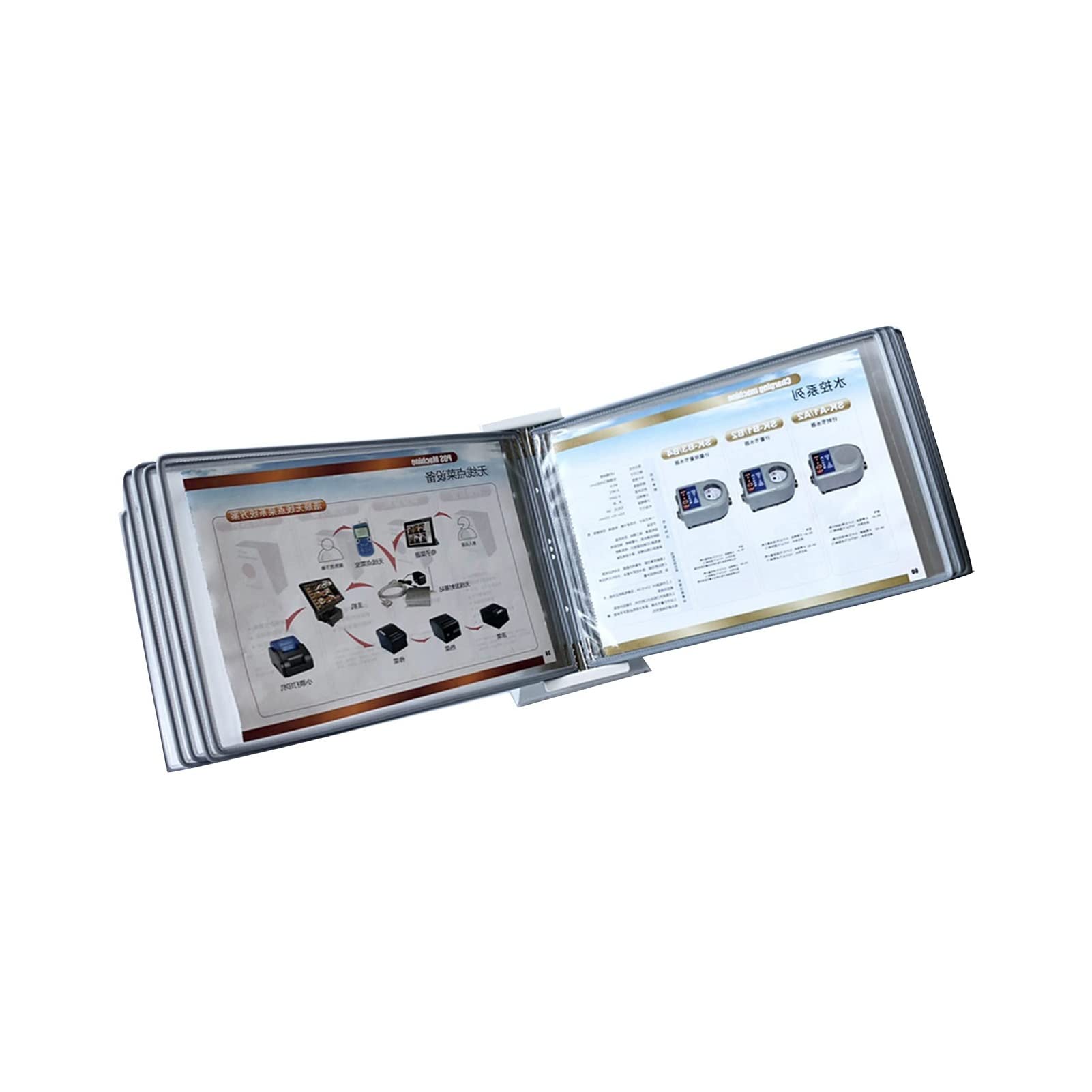 OLSKFUH Desktop Reference Organizer - Desktop Flip Display Folder Horizontal Catalog Reference System Wall-Mounted A4,Grey