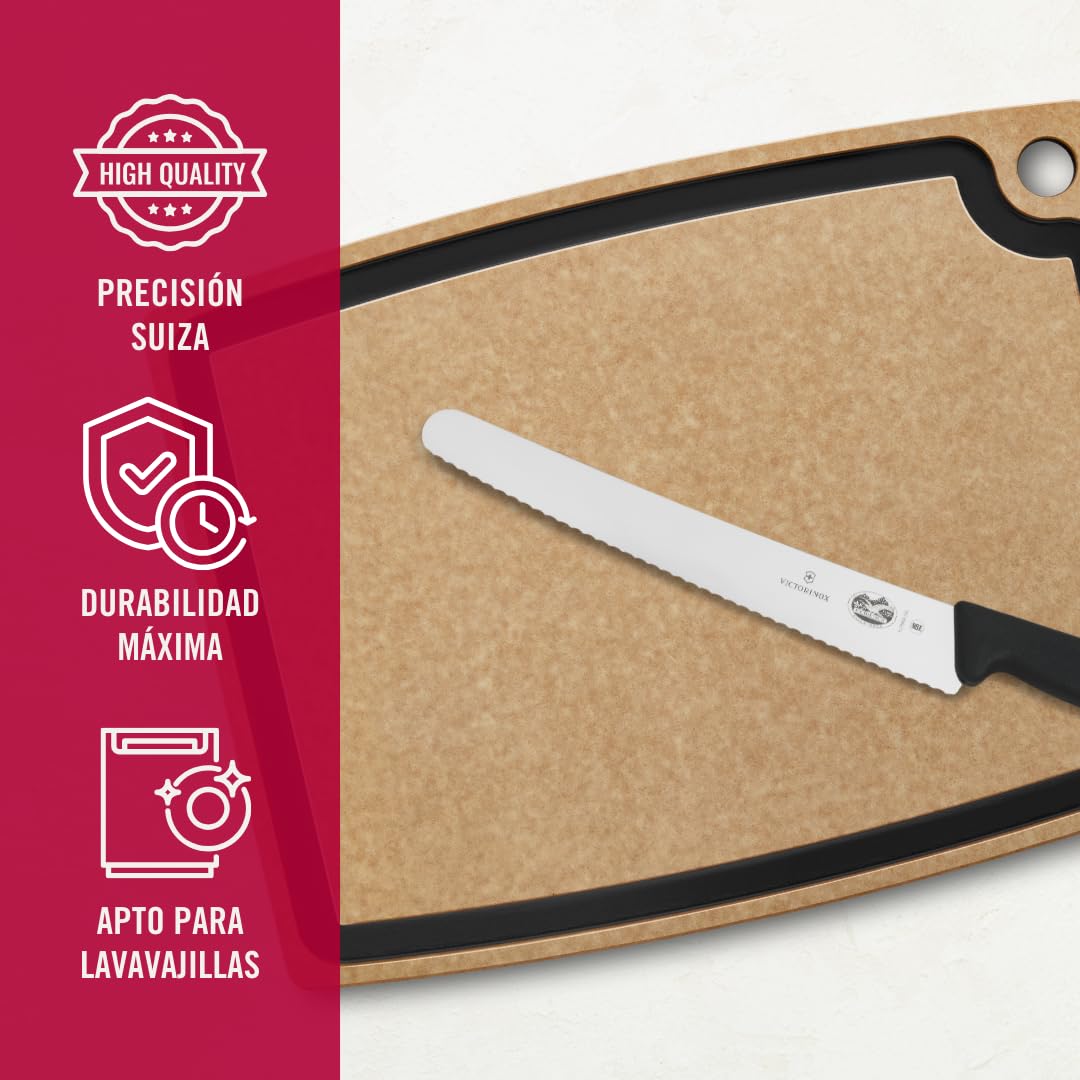 Victorinox Fibrox Sierra para repostería con hoja dentada, cuchillo de cocina largo para repostería y pastelería, 26 cm, afilado, acero inoxidable, negro