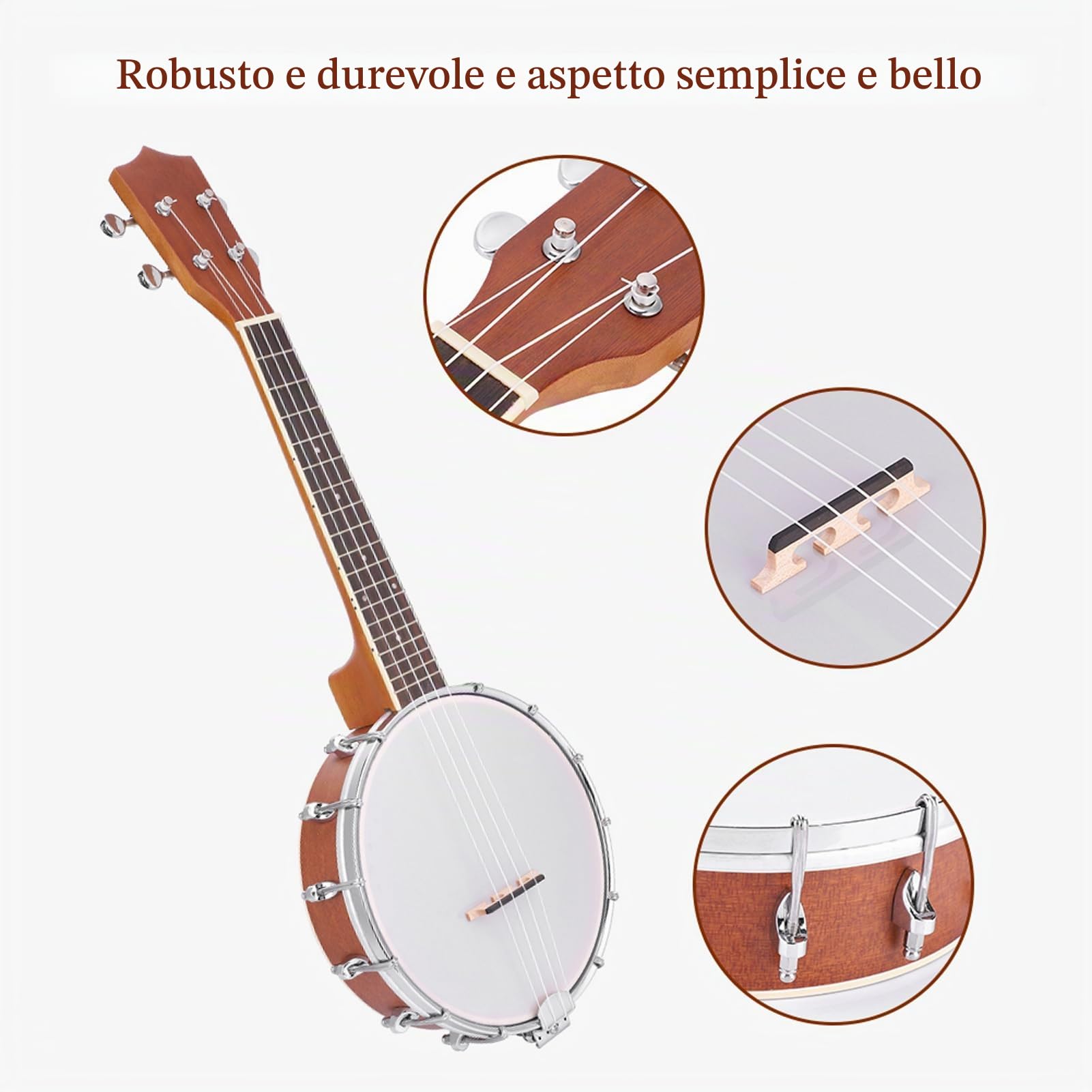 Banjo, Banjo Dita Scelte con Strumenti a Corde Versatili 4 String Banjo Set, Set di Banjo Stringa Sitar per Amanti musicali.
