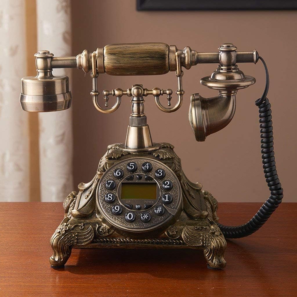 Telephones,Retro Telephones, European Resin Antique Telephone Retro Phone Nostalgia Creative Decorative Home Decorations Home Fixed Telephone