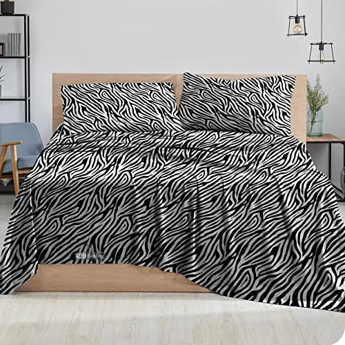 Sgi 100% Egyptian Cotton 600 Tc Sheet Set Soft & Smooth Sateen Weave 4 Pc Sheet Set - 1 Fitted Sheet, 1 Flat Sheet & 2 Pillowcase 15" Inch Deep Pocket (Queen, Zebra Print Solid) #TOP1