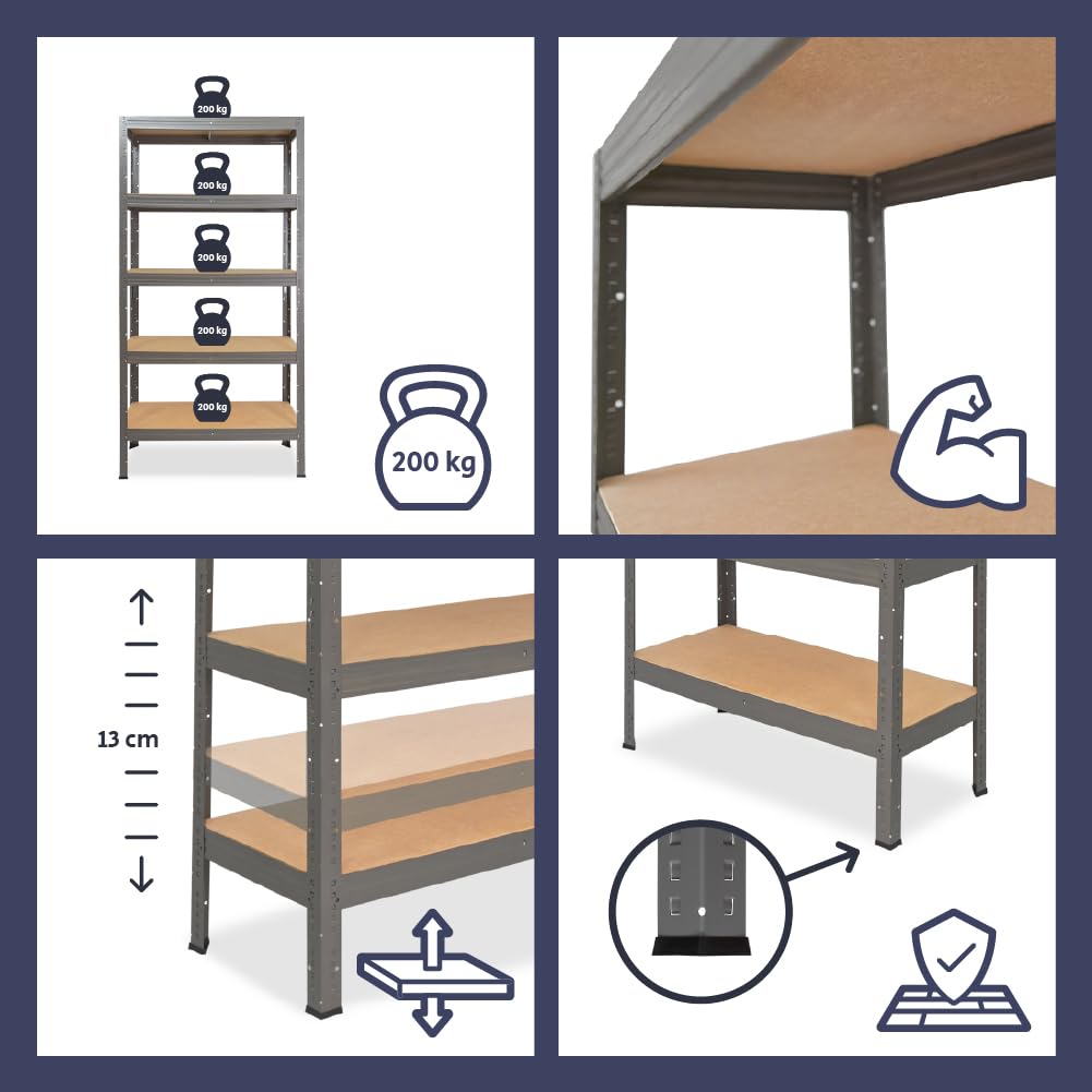Shelfplaza Metalen Stellingkast Pro 200x80x60 Cm In Grijs Met 7 Planken