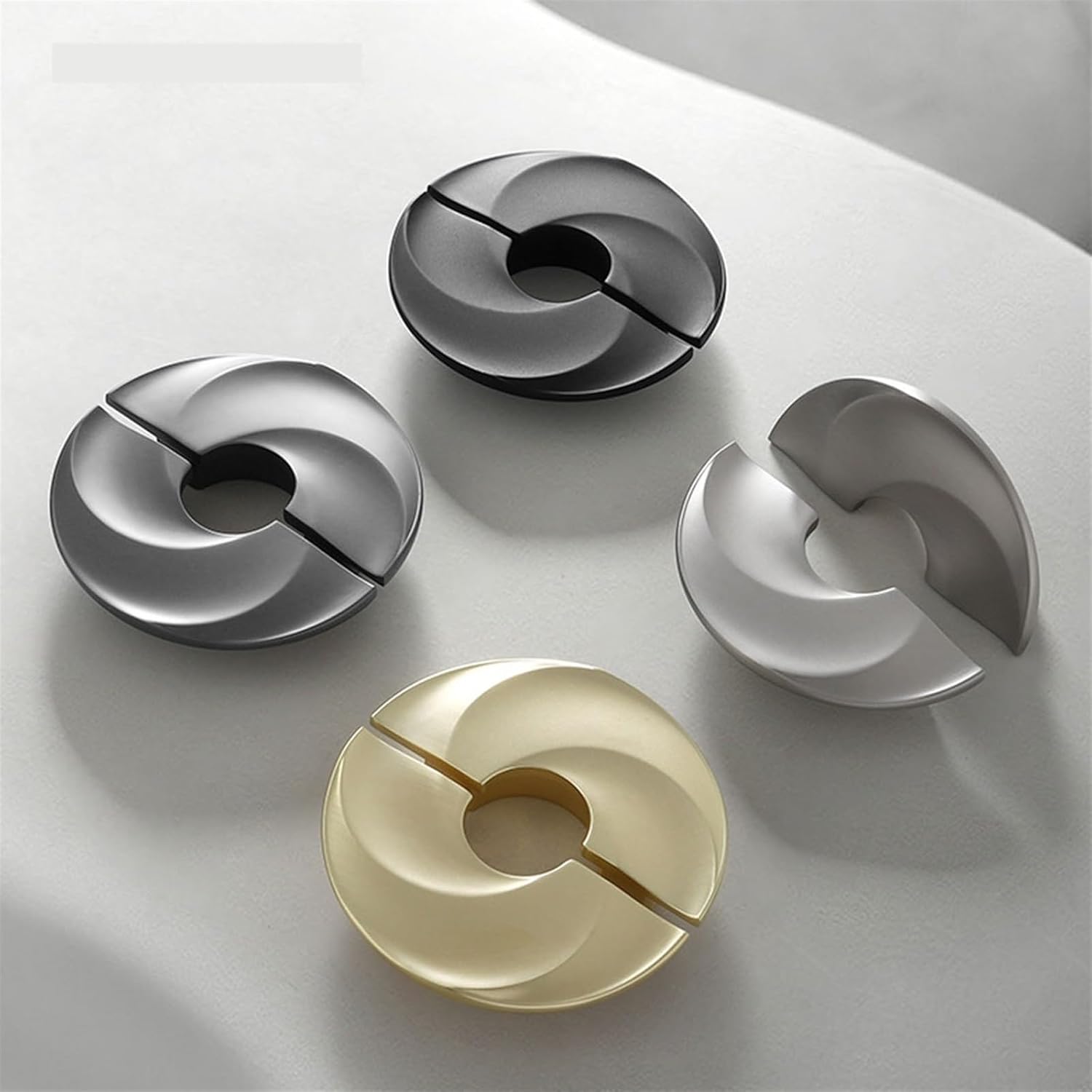 EVURU Gold Cupboard Pull Handle Pair Black Knobs and Pulls Handle for Furniture Kitchen Cabinet Closet Drawer Home Decor 1Pcs (Color : Semicircle Gray 64mm)