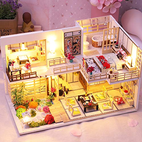 Roroom Diy Miniature And Furniture Dollhouse Kit,Mini 3D Wooden Doll House Craft Model Japanese Style With Dust Cover And Music Movement,Creative Room Idea For Valentine's Day Birthday Gift（M030） #TOP1