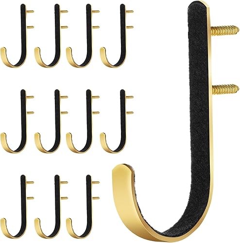 12 ganchos de metal para armas, rifles, escopeta para almacenamiento de montaje en pared para gabinetes, oficinas, paredes (dorado)