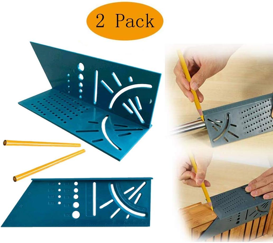 Woodworking Measuring Tools with Gauge Ruler 3D Miter Angle Duplicator Edge Measure Ruler (2 Pack)
