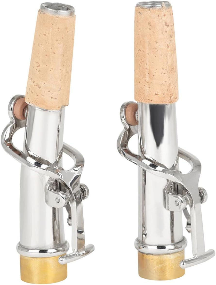 HEMOTON 2pcs Silver Soprano Saxophone Straight and Curved Neck Kit Metal Saxophone Replacement Parts Suitable for Soprano Sax Accessories Musical Instrument Supply