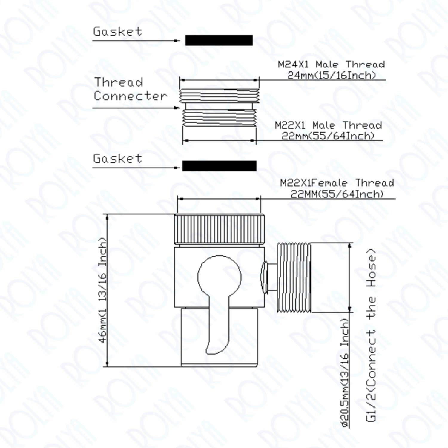 Polished Chrome Brass Sink Valve Diverter Faucet Splitter for Kitchen,Handheld Showerhead or Bathroom Sink Faucet Replacement Part Faucet to Hose Adapter Splitter Part M22 X M24 : Tools & Home Improvement