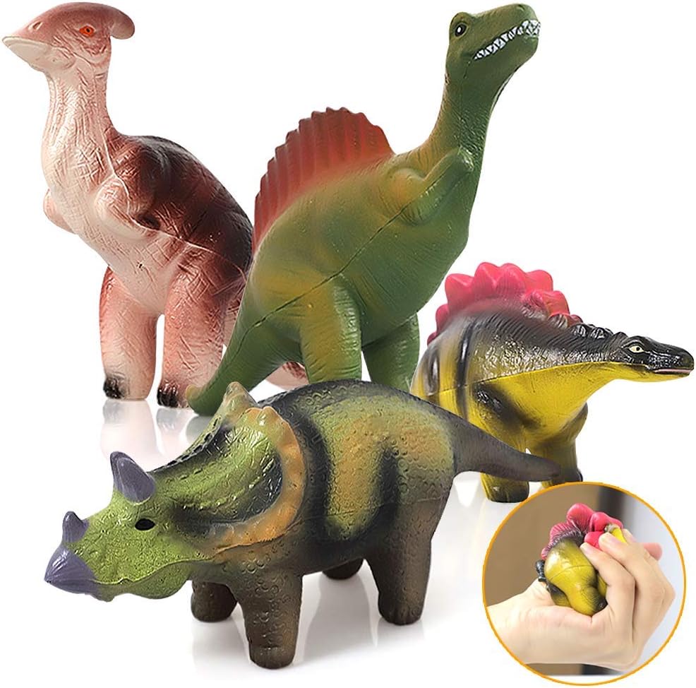 4 Pack Jumbo Squishies for Boys Dinosaur Squishy Toys, Dinosaur Shark Squishy Toys Scented Animal Squishies Pack Dinosaur Party Favors Stress Relief Toys for Girls Kids Adults Carnival Prizes