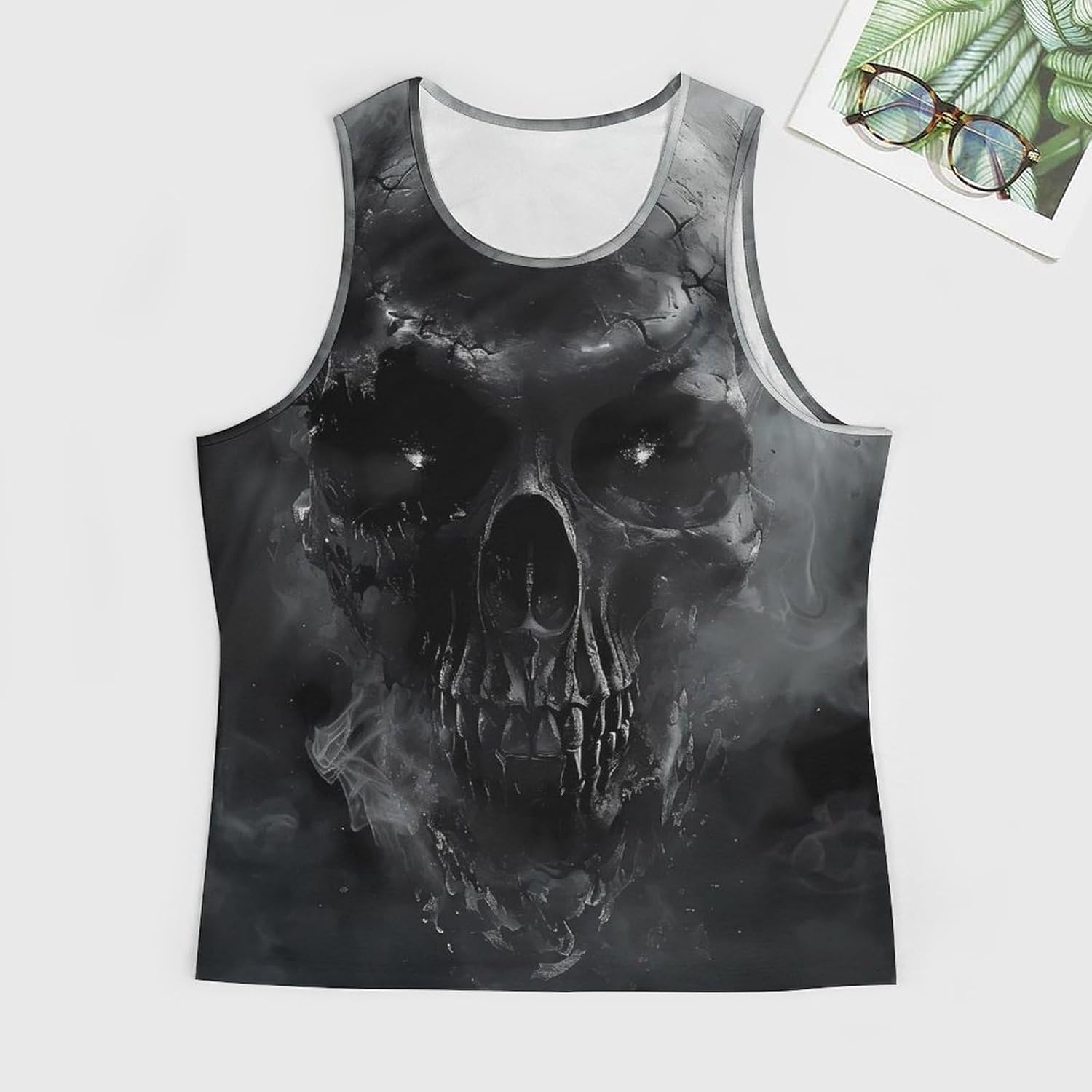 MARSVOVO Mens US Flag Tank Tops Skull Graphic Print Sleeveless Crew Neck Western Shirts for Men Fashion Vest - Image 3