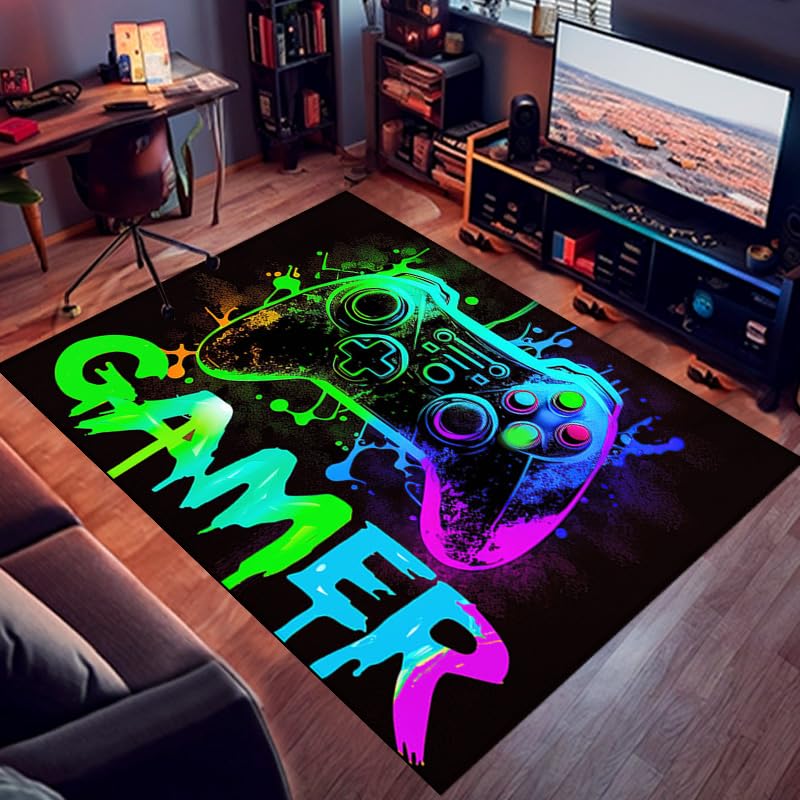 Gaming Rug for Boys' Bedroom, Soft and Comfortable Gamer Carpet for Game Room - 60x40 inches