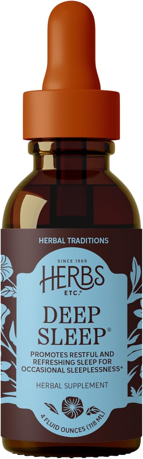 Herbs Etc. Deep Sleep Classic Liquid Extract - Herbal Supplement for Natural & Gentle Sleep Support - Restful Sleep Supplement with Passionflower, Chamomile & Lemon Balm - 4 fl oz (157 Servings)