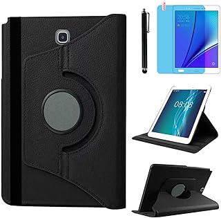 Case for Samsung Galaxy Tab A 8.0 inch 2015 (SM-T350 T351 T355 SM-P350 P355) - 360 Degree Rotating Stand Case Smart Protective Cover,with Stylus Pen,Screen Film (Black)