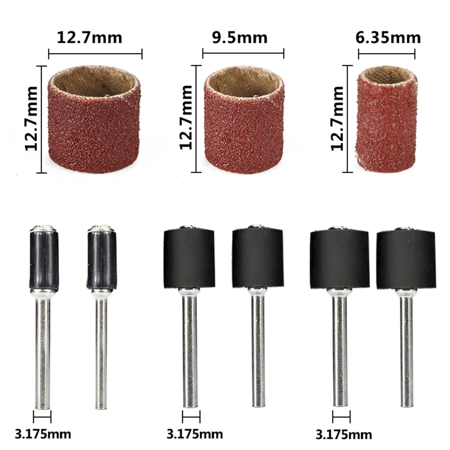 Stable 153/198pcs Sanding Drum Set Band Sleeve with Mandrels for Rotary Tool Accessories(198pcs)
