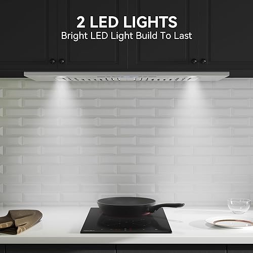 Miniatura 7 de Hermitlux Campana extractora integrada de 30 pulgadas, campana de ventilación de acero inoxidable de 600 CFM con detección de gestos de 3