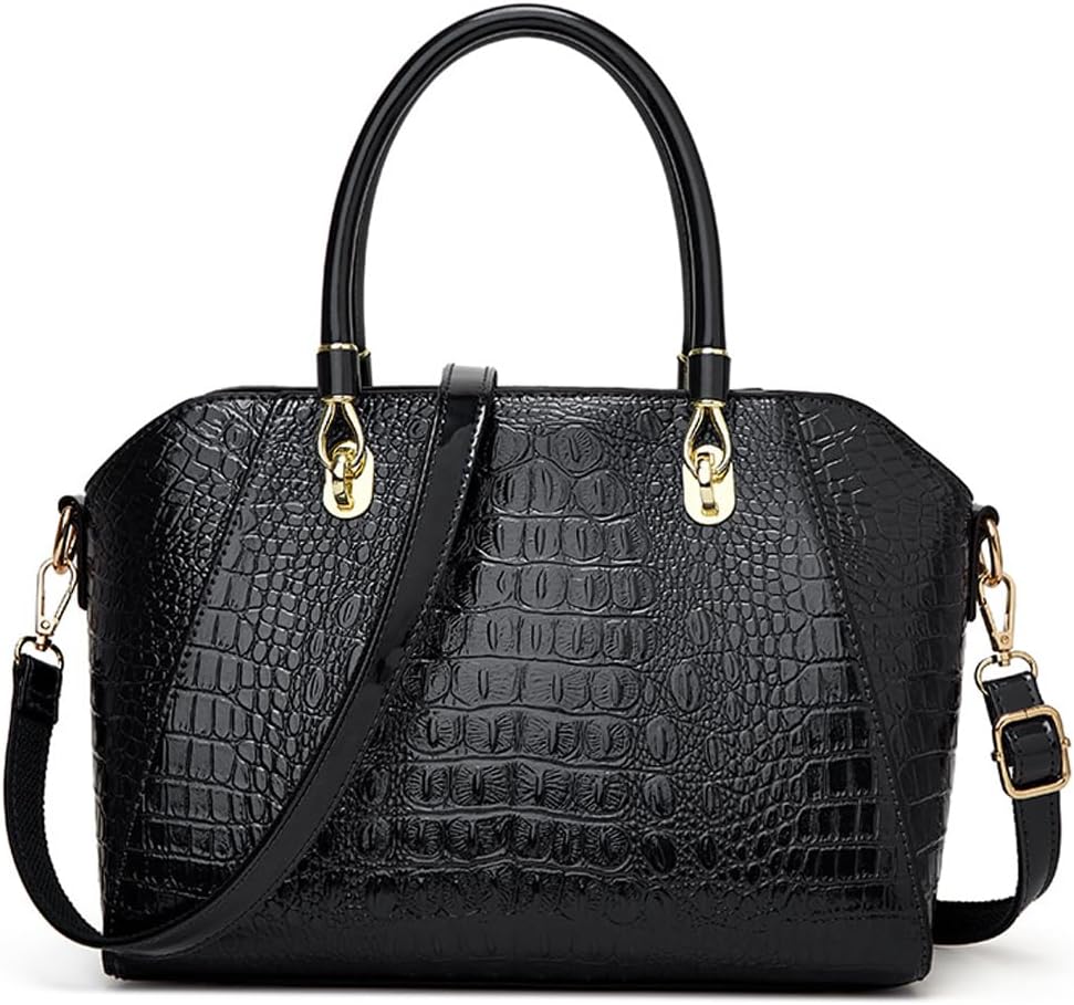 ZiMing Crocodile Pattern Satchel Handbags for Women,Croc Print Top Handle Tote Bag,PU Leather Shoulder Crossbody Bag Purse