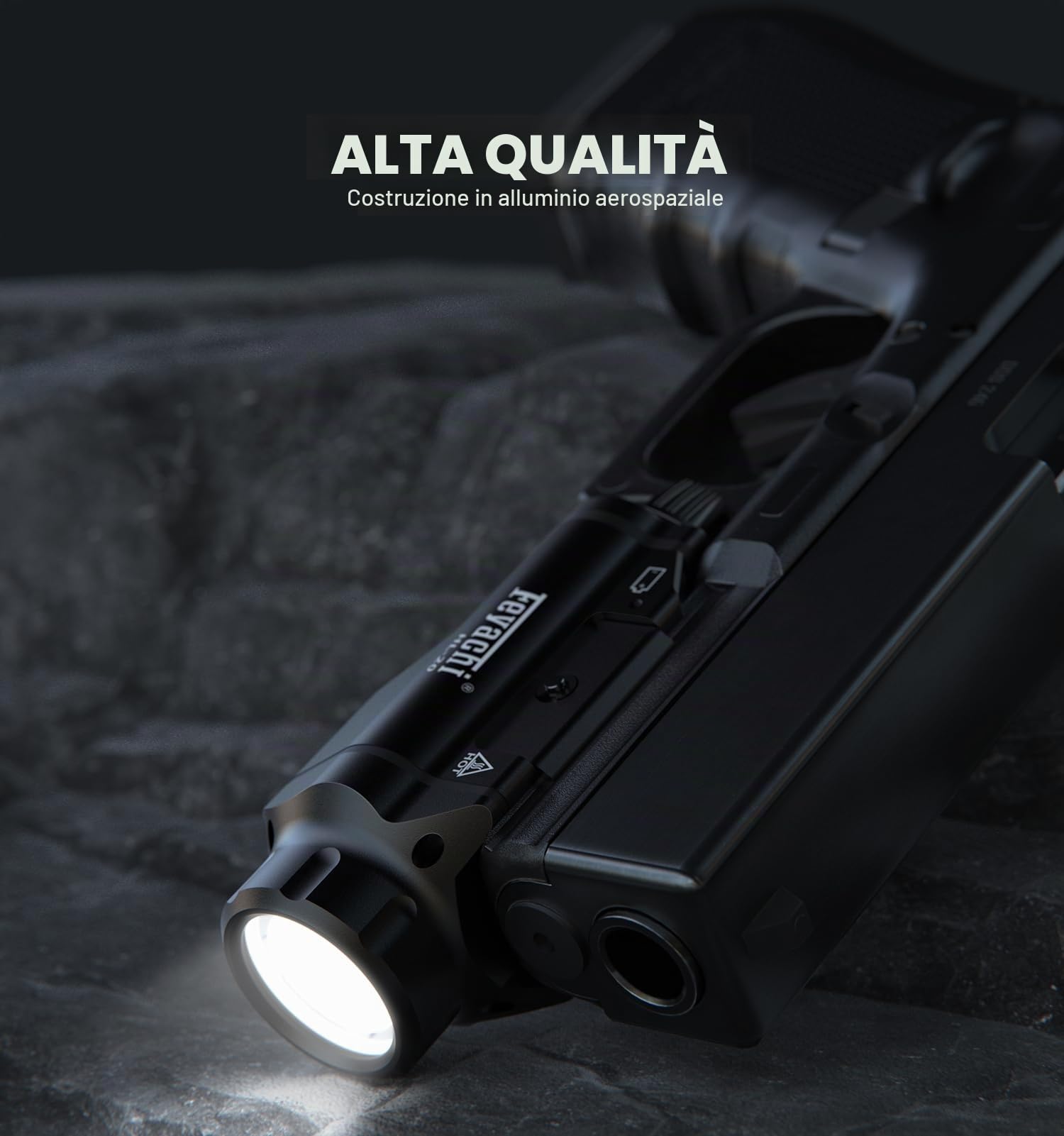 Feyachi HL-20 Torcia da 1500 lumen, LED potenziato, torcia tattica per arma da fuoco, slitta di localizzazione e chiave per Picatinny (Nero)