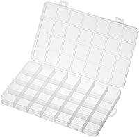 Vista 1 de PATIKIL Caja organizadora de joyas de 28 rejillas, paquete de 3 cajas de joyería de plástico transparente de 0.709 in, contenedor de almacenamiento