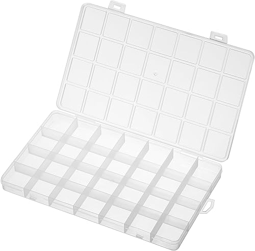 Miniatura 7 de PATIKIL Caja organizadora de joyas de 28 rejillas, paquete de 3 cajas de joyería de plástico transparente de 0.834 pulgadas, contenedor de
