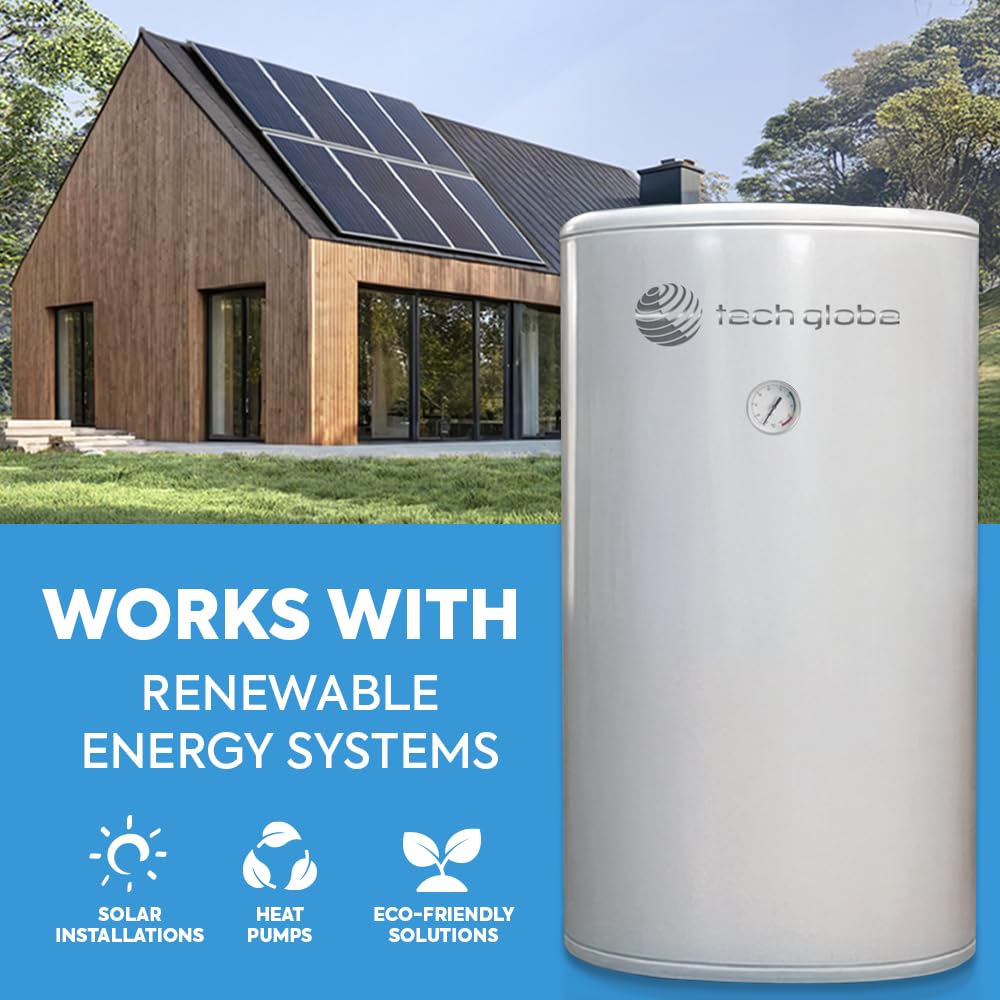 TECHGLOBE - Serbatoio tampone in acciaio inox ad alta efficienza energetica - con isolamento da 50 mm - Serbatoio tampone - Bollitore d'acqua (50 L)