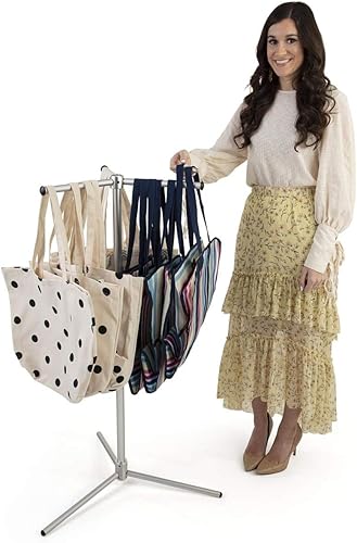 Miniatura 3 de Displays2go Perchero de tres vías de brazo recto, portátil - aluminio