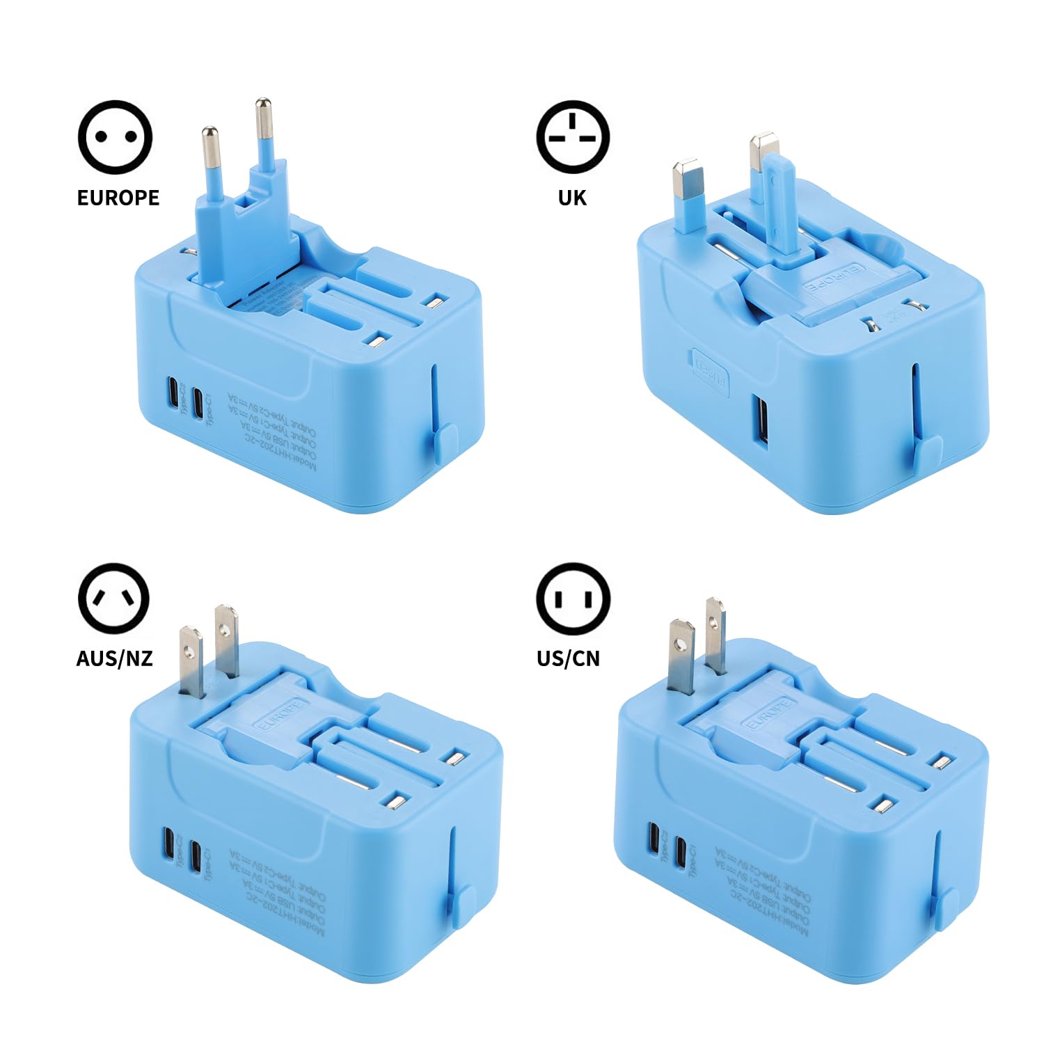 rts Universal Travel Adapter, (Dual Type C) 2 Type C 1 USB Plug International All in One Worldwide Travel Power Plug Adapter Suitable for 200+ Countries Wall Charger for USA EU UK AUS European — Amazon image 6