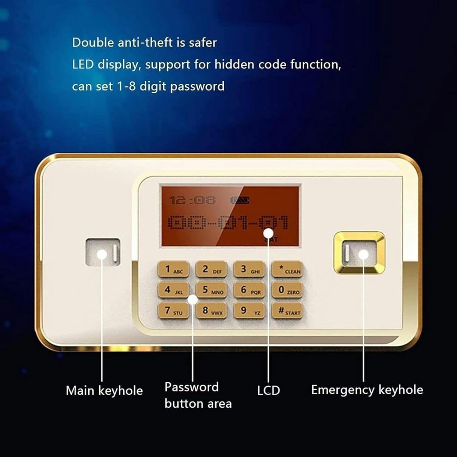 Fireproof Safe and Waterproof Safe Feet Password Safe 60CM Home Password Safe Deposit Box Small Alarm Safe Office Smart Anti-Theft Cabinet (Color : Brown Size : 383460cm)-1pc