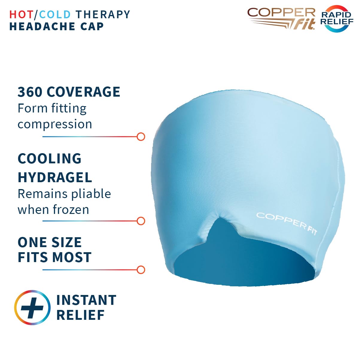 Copper Fit Rapid Relief PRO Migraine Relief Cap Blue — Amazon image 3