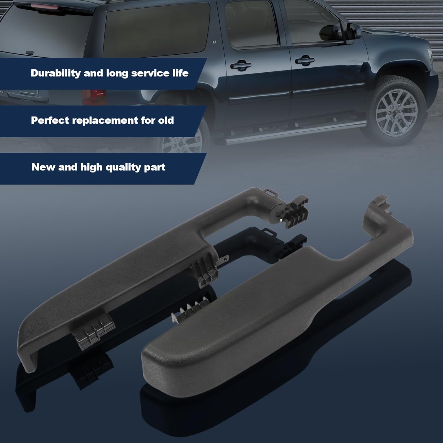 12472876 2PCS Front Interior Door Armrest Handle Fits 1999-2006 Silverado 1500 2500 3500 Suburban Avalanche Tahoe Yukon Escalade,Left+Right Side # 88981547 15703701 15703702 88981548（Black）