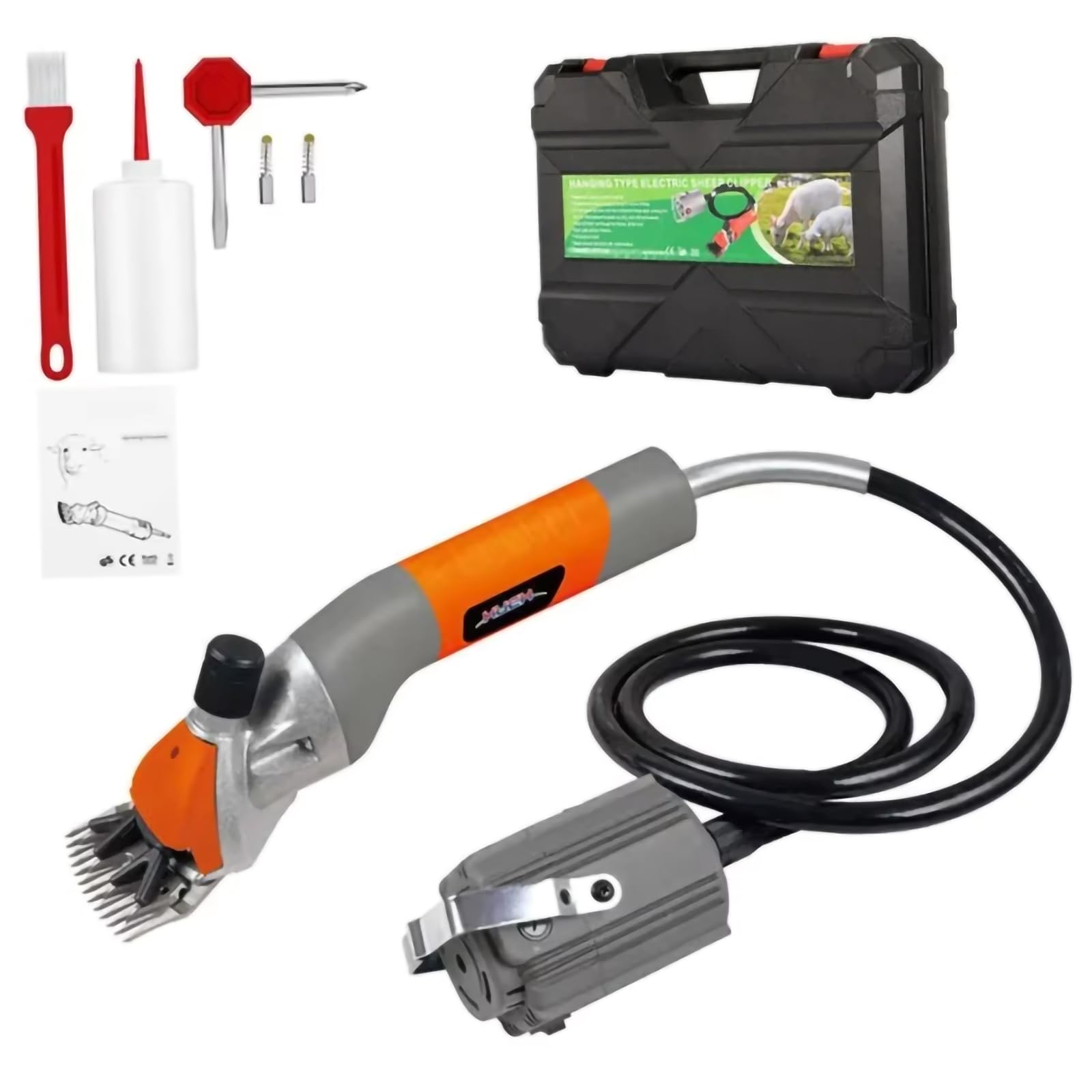 Tosatrice elettrica per lana ad alta potenza per alpaca e bestiame | 1000 W ad alta potenza, 2800 giri/min, lama curva larga 76 mm | Tosatrice per toelettatura animali a basso rumore,Red