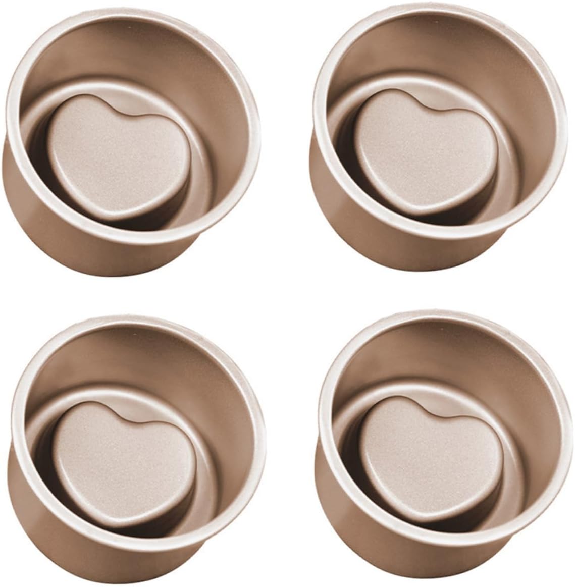 4pcs Heart Shaped Bauermeck Mold Carbon Steel Cake Mould Baking Mould Easy Clean for Home Professional Use
