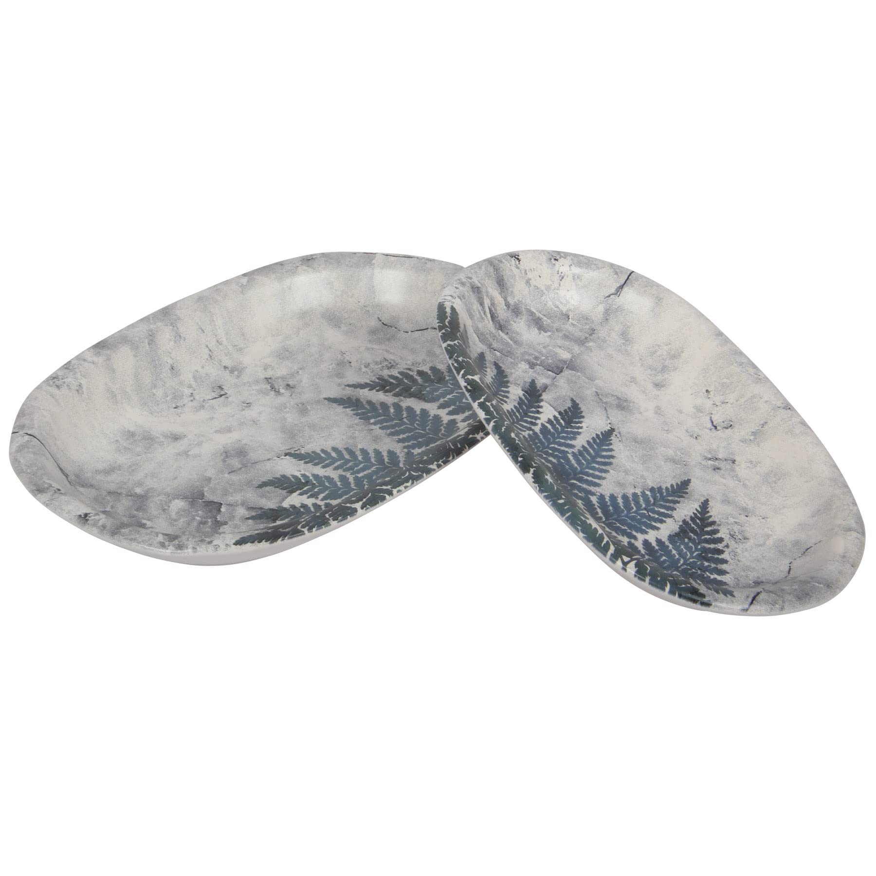 Glasshop 2 Different Sizes Stoneware Serving Platter. Salad Appetizer Dishes. Decorative Pattern & Themes Platter. (Set of 2) (Blue Pine Marbled)