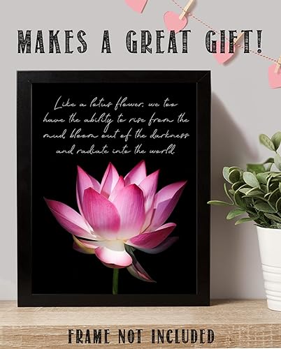 Miniatura 5 de TJ Originals Decoración de pared espiritual y bohemia con texto en inglés "Like a Lotus" (Like a Lotus Flower)  Namaste Zen y meditación estética