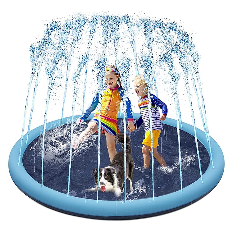 Dog Pool Paddling Pool for Pets,Foldable Sprinkle and Splash Water Play Mat,Fun Backyard Fountain Play Mat for Baby Girls Boys Children or Pet Dog (100cm/39.3in)